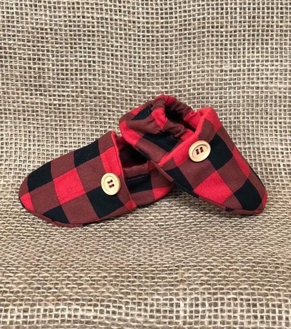 plaid baby booties