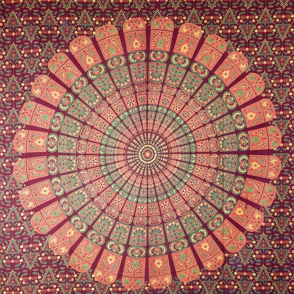 Tenture murale au motif Mandala pouvant servir de tapisserie, couvre lit, nappe, rideaux ou drap de canapé et de plage réf 447