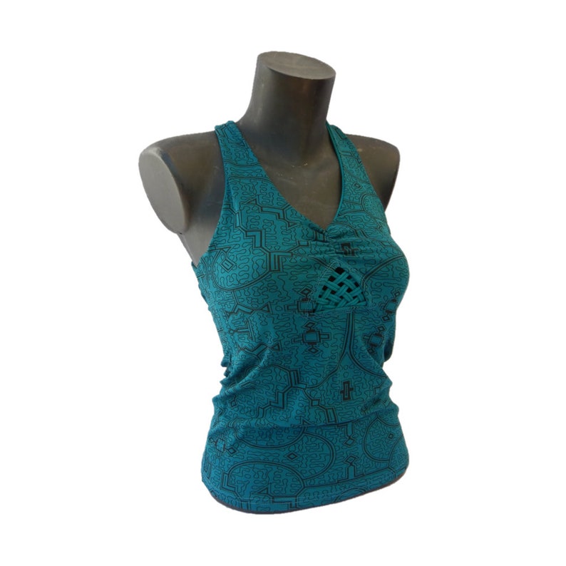 Top Mandala flower of life tank top in cotton ref: 116 Blue