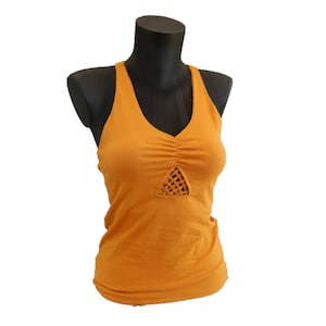 Top Mandala flower of life tank top in cotton ref: 116 Yellow