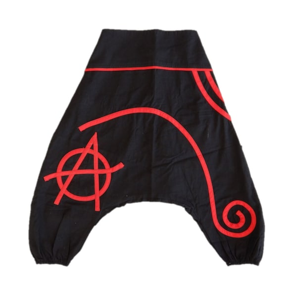 Pantalon sarouel unisexe en coton pour enfant de 12 mois à 6 ans logo anarchie noir et rouge réf: 270