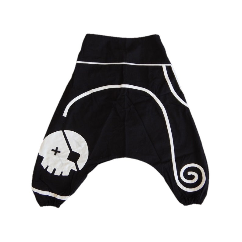 Unisex cotton pirate harem pants for children from 12 months to 6 years old ref: 253 Noir et blanc