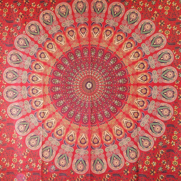 Tenture murale en coton au motif Mandala pouvant servir de tapisserie, couvre lit, nappe, rideaux ou drap de canapé et de plage réf: 446