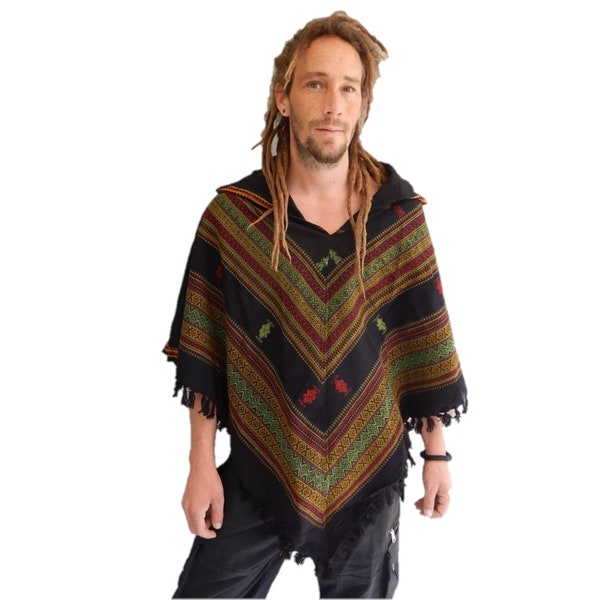 Pancho unisexe en coton avec grande capuche en plusieurs couleurs réf: 214