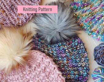 Hidden Pearls Hat Knitting Pattern: Super Bulky, Bulky Yarn (PDF Pattern)