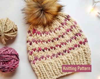 Twinkling Lights Hat KNITTING PATTERN // Beginner Friendly Hat Pattern // Easy Beanie Pattern // Mosaic Knit Hat Pattern