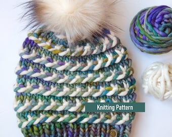 Twisted Candy Hat KNITTING PATTERN. Adult/Teen Size Hat Pattern. Fun Unique Hat. Twisted Color Hat. Super Bulky Beanie. Knit Hat Pattern.