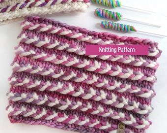 Twisted Candy Cowl Knitting Pattern: Super Bulky, Colorful Knit (PDF Pattern)