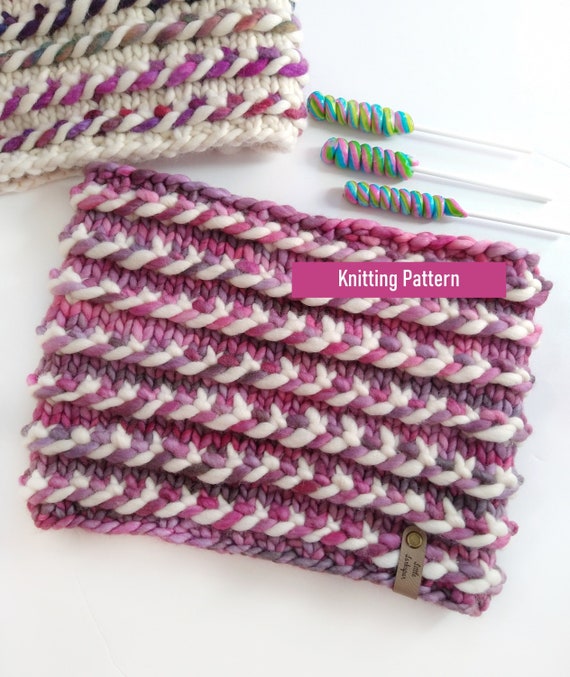 Twisted Candy Cowl KNITTING PATTERN. Colorful Knit Pattern. - Etsy