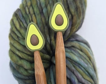 Avocado Knitting Needle Stoppers, Green Needle Protector, US 3-15