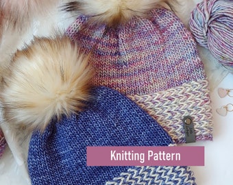 Banded Braids Beanie LITE Knitting Pattern, Lite Bulky, Aran Weight (PDF)