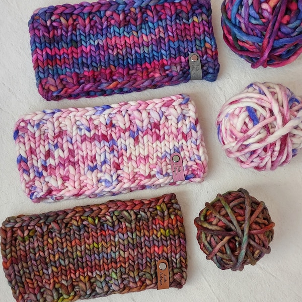 KNITTING PATTERN Effortless Earwarmer. Simple Knit Headband Adult Size Super Bulky Yarn. Easy Quick Knitting Pattern. Malabrigo Rasta Yarn