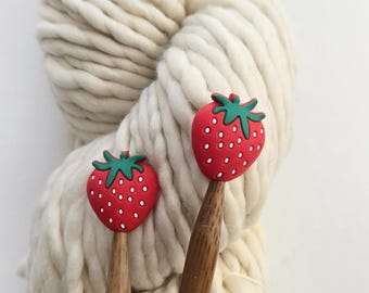 Strawberry Knitting Stitch Stoppers. Needle Protectors. Notions, Accessories, Supplies, Tools. US 3-10.