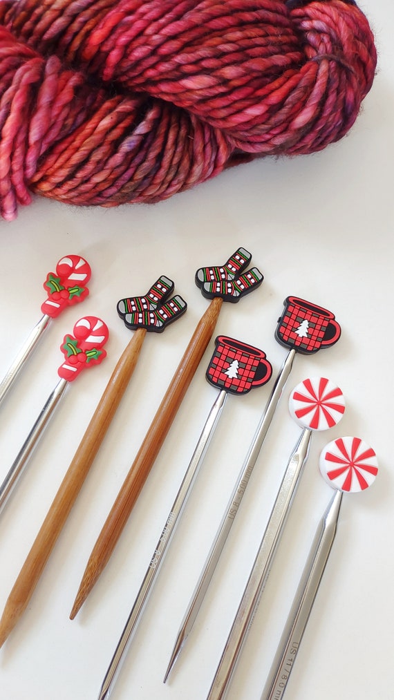 Holiday Socks Knitting Needle Stitch Stoppers. Protectors. Knitting Needle  Stoppers. Notions, Accessories, Supplies, Tools. Christmas Sock 