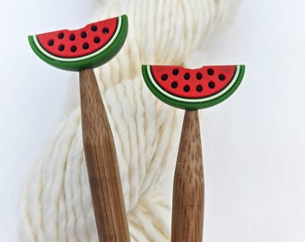 Watermelon Knitting Needle Stoppers, Needle Protectors, US 3-15