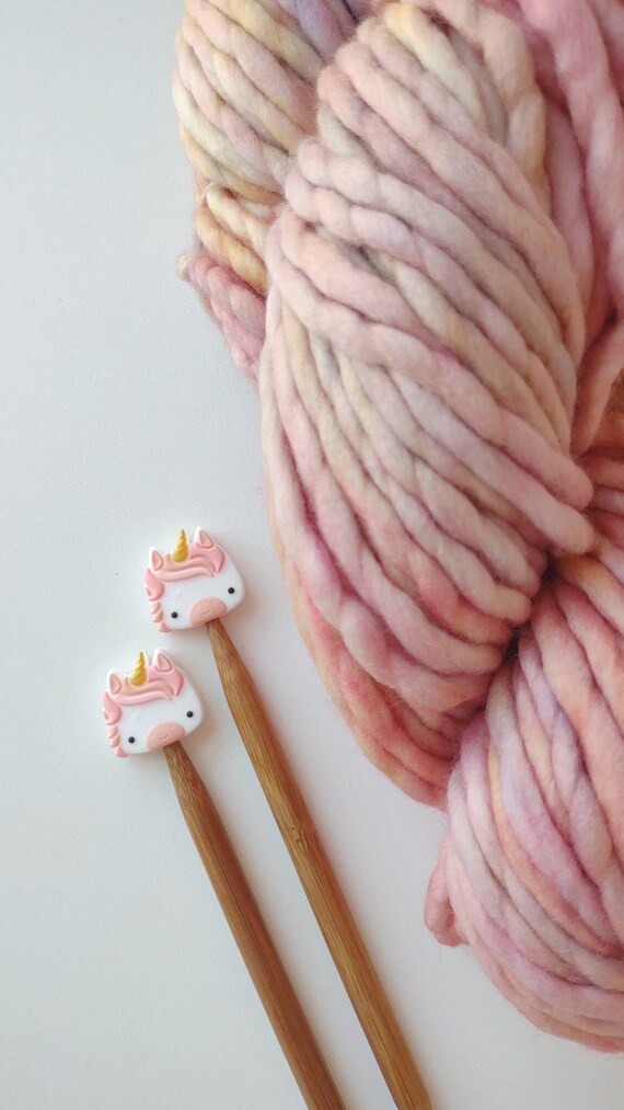Pink Unicorn Knitting Needle Stitch Stoppers. Needle Protectors. Knitting Needle Stoppers. Knitting Notions, Accessories, Supplies, Tools.