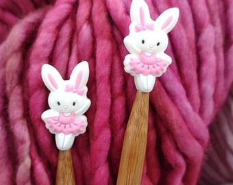 Ballerina Bunny Knitting Needle Stoppers, Needle Protectors