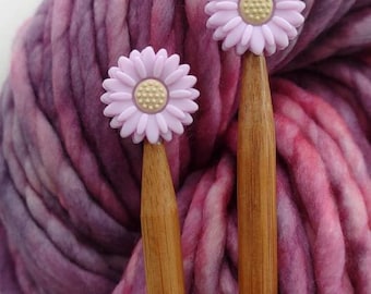 Purple Daisy Knitting Needle Stoppers, US 3-15
