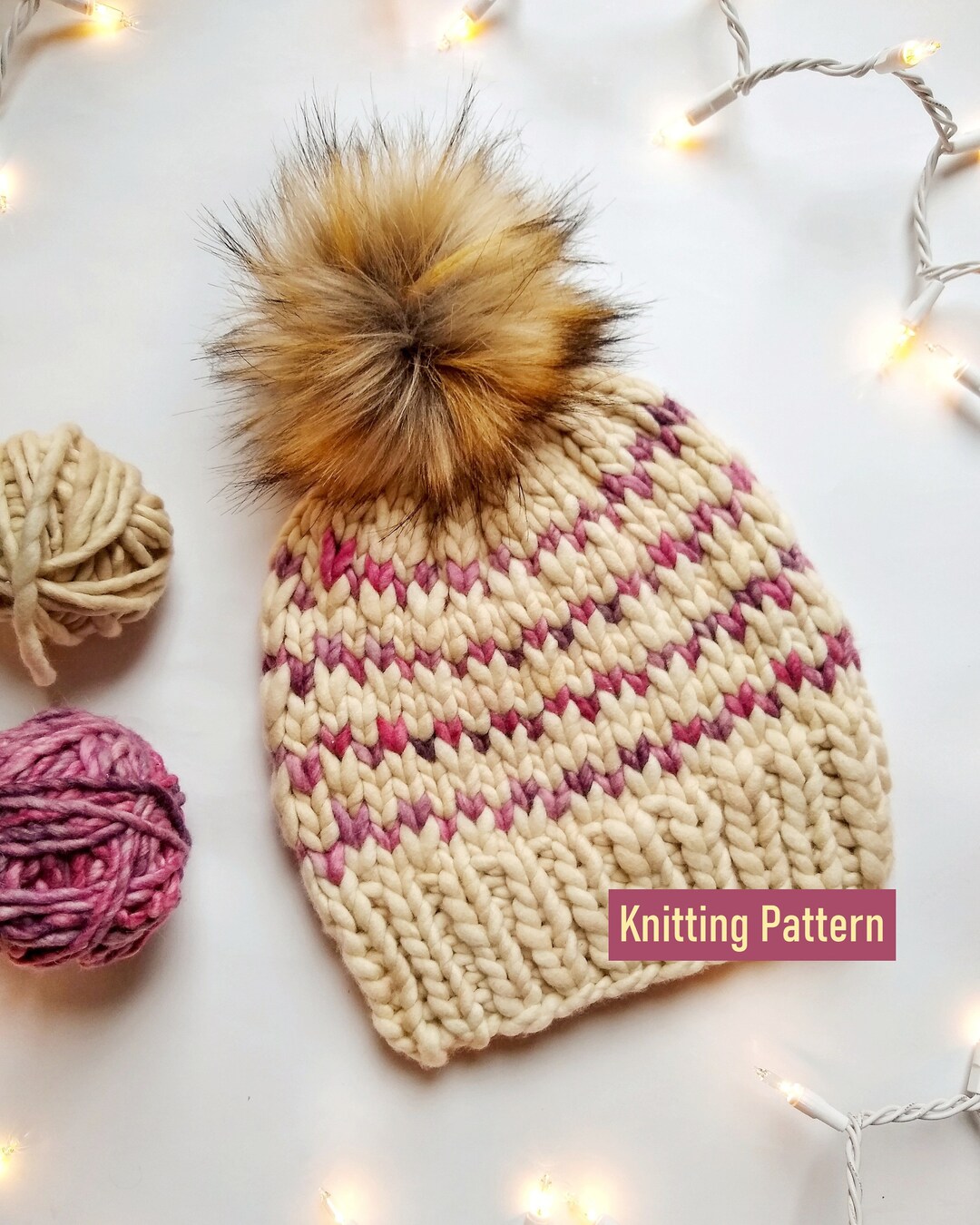 Twinkling Lights Hat KNITTING PATTERN // Beginner Friendly Hat Pattern