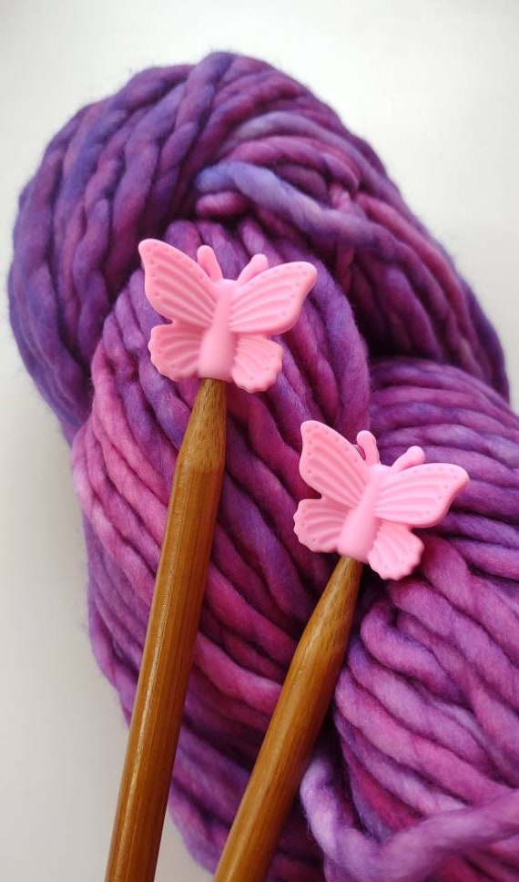 Butterfly Knitting Needle Stitch Stoppers. Needle Protectors. Knitting Needle Stoppers. Knitting Notions, Accessories, Supplies, Tools.