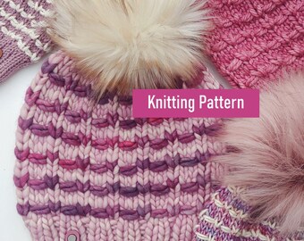 River Lily Beanie KNITTING PATTERN, Multiple Yarn Weights (PDF Pattern)