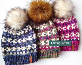 Patrón de tejido de gorro Bold Coast: gorro Fair Isle supervoluminoso (patrón PDF)
