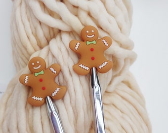 Lebkuchen Menschen Stricknadeln Maschenstopper. Nadelschoner. Stricknadelstopper. Kurzwaren, Zubehör, Zubehör, Werkzeuge.