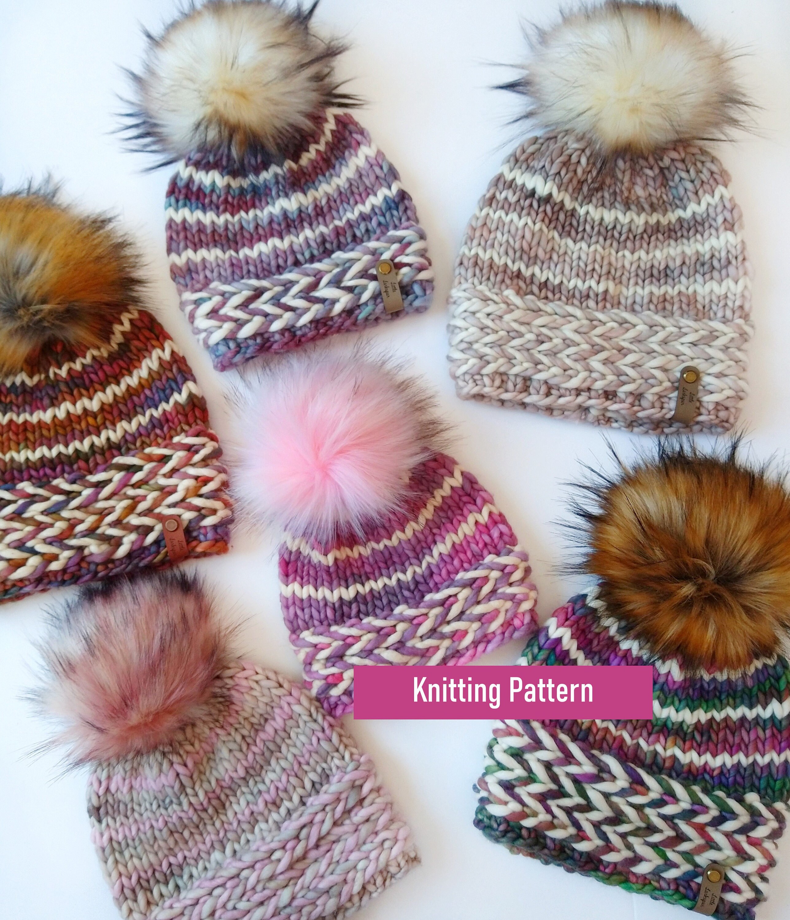 Banded Braids Beanie KNITTING PATTERN for 5 SIZES / Unique Hat Pattern / Unique Brim Hat / Braided Brim Knit Hat Pattern / Extra Warm Hat