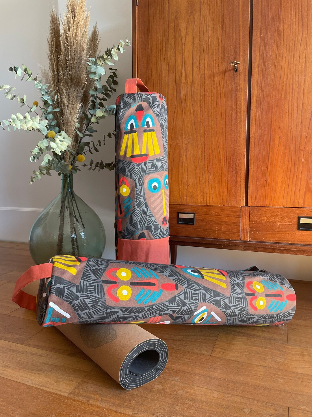 DAKAR Yoga Mat Bag African Mask Pattern Adjustable Shoulder Etsy
