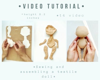 Video tutorial on sewing a doll Cloth doll Rag doll pattern