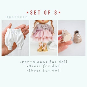 Clothes For Doll Making Tutorial PDF for Dolls 8.2 inch Patterns How to Make a Dress Making Tutorial  Set of 3 Doll Outfit set Patterns