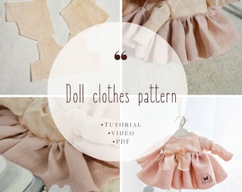 Clothes for dolls 8.2 inch Cloth doll pattern Cloth doll sewing Rag doll pattern