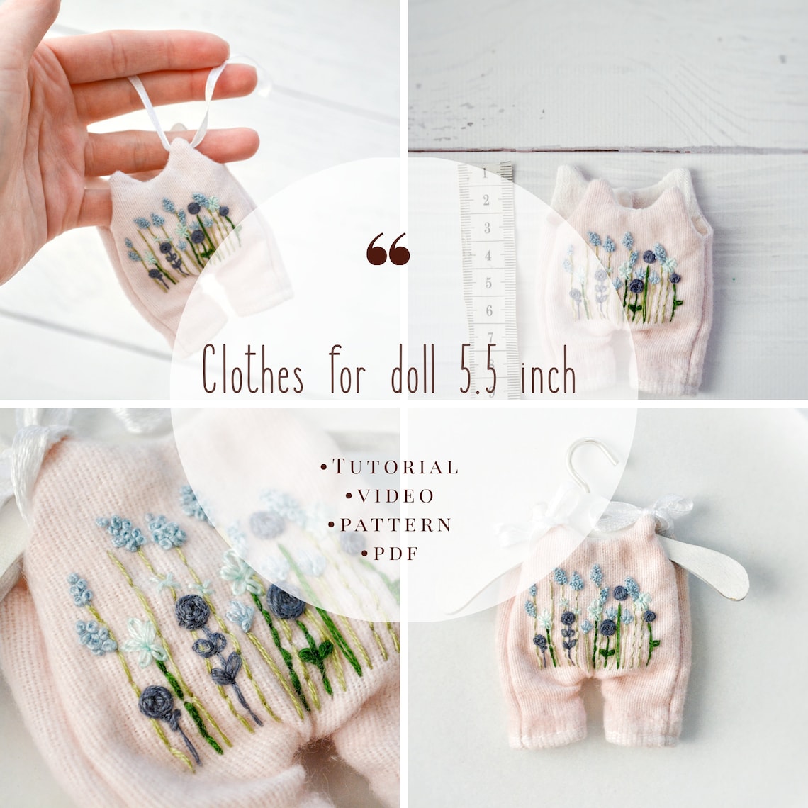 Printable Small Rag Doll Vintage Dress Pattern