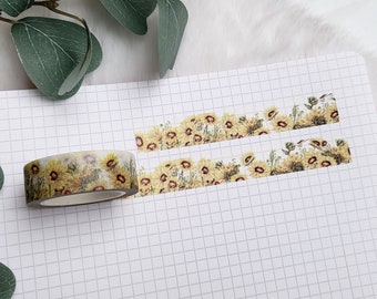 Washi Tape Sunflowers - garden, nature, floral, flower, summer, plants, yellow