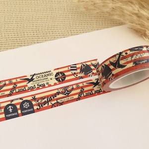 Washi Tape Maritiem - Objecten, Zomer, Zeilboot, Schip, Anker, Zeemeeuw, Strepen, Kompas, Zee, Boot, Vakantie, Reizen, Strand, Plakband