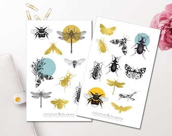 Insect sticker set - stickers journal stickers flowers stickers planner stickers stickers, stickers bee, beetle