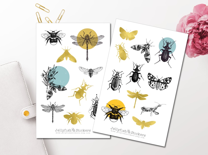 Journal Insect Stickers Insect Sticker Set - Sticker Journal Sticker Flowers Sticker Planner ...