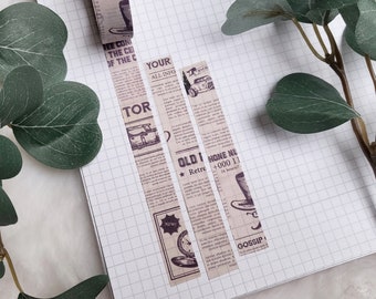 Washi Tape Vintage - Zeitung, beige, braun, Schrift, Text, alt