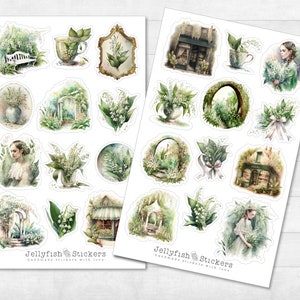Garten Sticker Set - Journal Sticker, Planer Sticker, Aufkleber, Sticker Floral, Pflanzen, Grün, Blumen, Park, Blumenstrauß