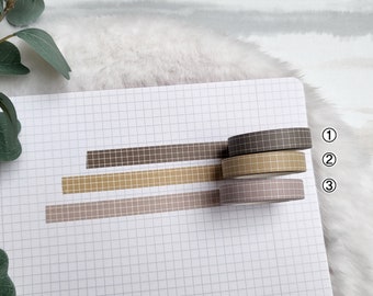 Washi Tape kariert - beige, braun, rosa, neutrale Töne, schmal, slim