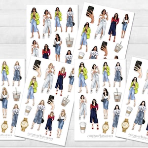 Set di adesivi moda per ragazze - Adesivi per diario, adesivi per pianificatore, adesivi per il tempo libero, Girlboss, colori dei capelli, estate, primavera, abbigliamento