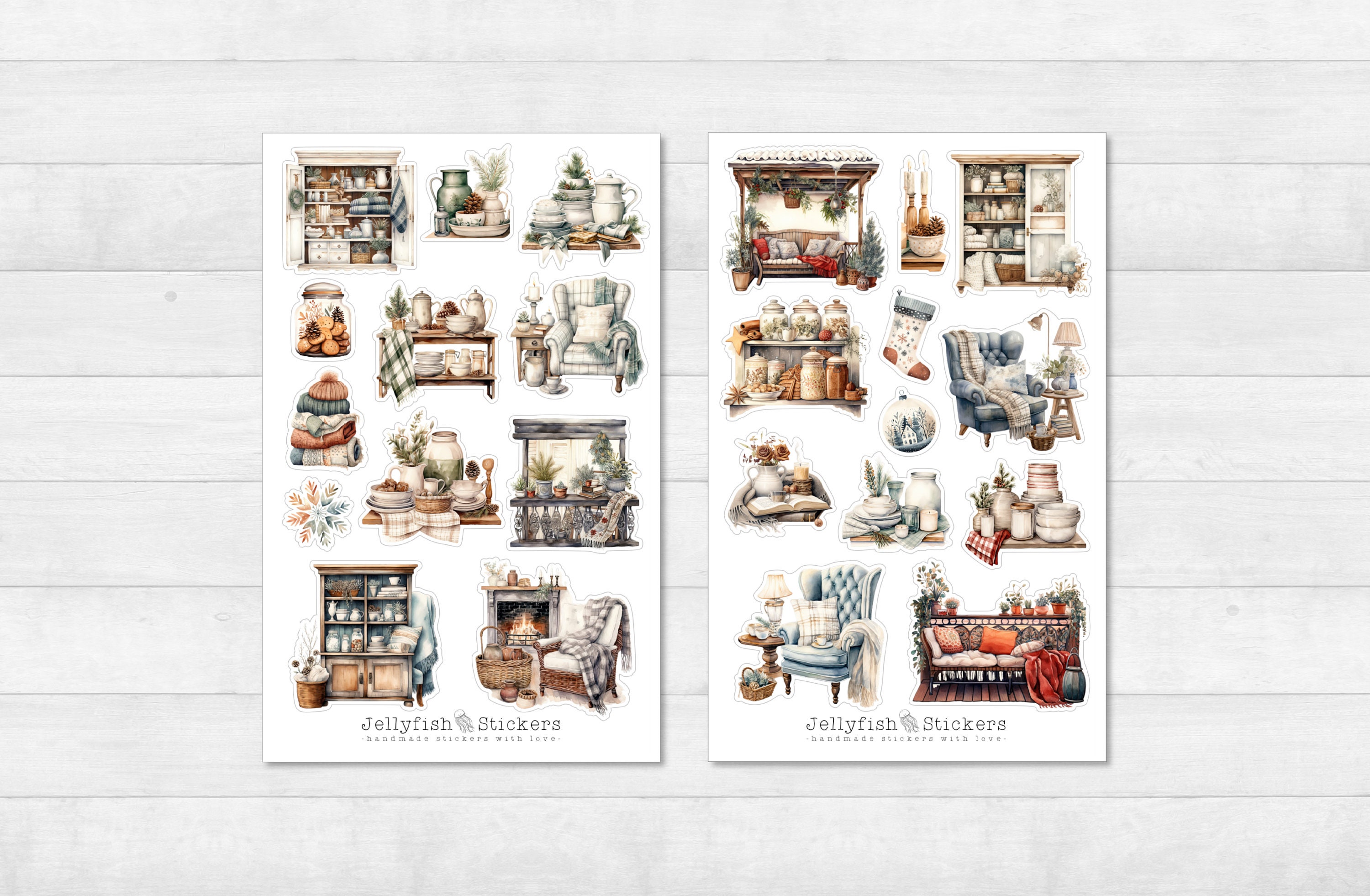 Cozy Home Sticker Set - Journal Stickers, Planner Stickers, Christmas ...