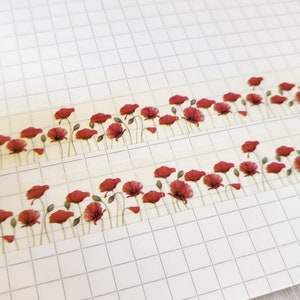 Washi Tape Mohnblumen Blume, Wiese, Natur, Floral, rot, Garten Bild 2