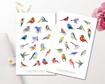 Vögel Sticker Set - Journal Sticker, Planer Sticker, Natur, Bunte Sticker, Garten, Memory Planner, Vogel Sticker Sheet Zubehör