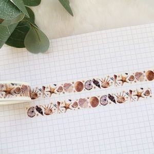 Washi Tape-schelpen - strand, zomer, zee, vakantie, reizen, zeesterren, zand, water