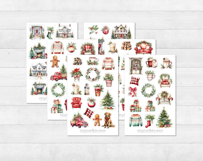 Cozy Christmas Sticker Set - Journal Stickers, Planner Stickers ...
