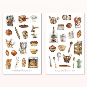 Conjunto de adesivos de padeiro - livro de receitas de adesivos, culinária de adesivos, livro de receitas, receitas, livro de cozimento, cozimento de pão, pão, cozimento, massa, padaria