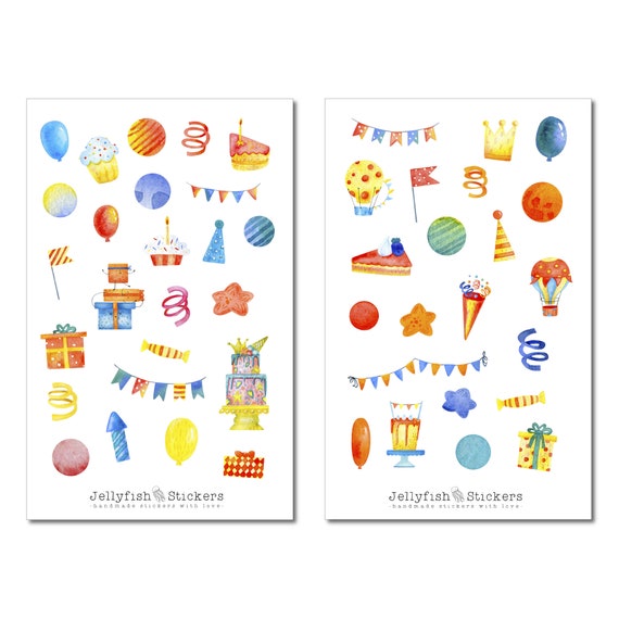 Set di adesivi per compleanno: adesivi carini, adesivi per agenda