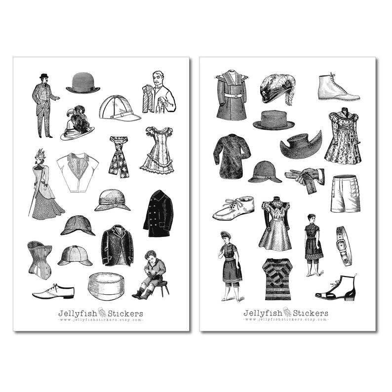 Vintage Fashion Sticker Set Sticker Clothing Journal Sticker Etsy
