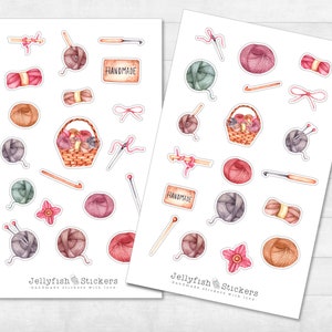 Stricken Sticker Set - Aufkleber Journal, Sticker Planer, Sticker Handarbeit, Handmade, Hobby, Zuhause, Wolle, Material, Freizeit